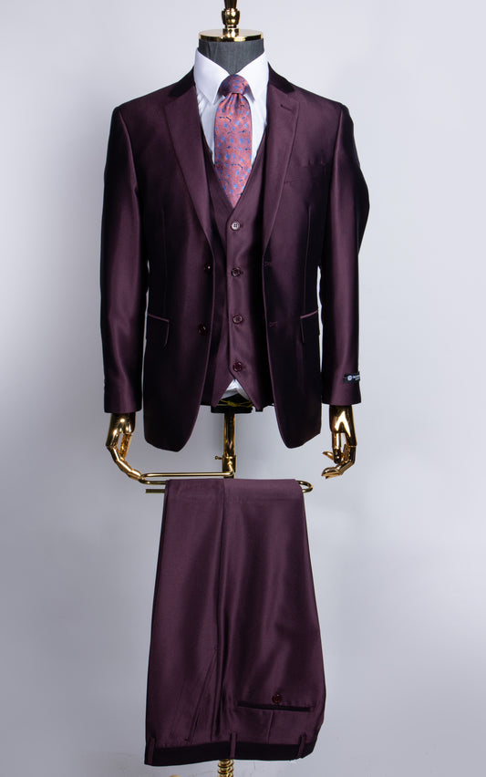 Burgundy Shinny Suit