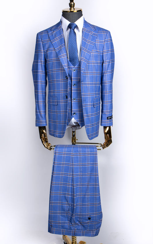 Blue  Checkered Suit